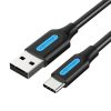 Cablu USB-A 2.0 la USB-C Vention COKBC 3A 0,25m (negru)