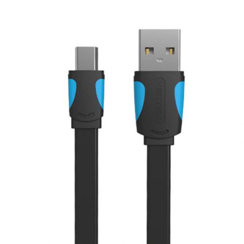 Płaski cablu USB 2.0 A do Mini 5 pinowy Vention VAS-A14-B050 2A 0,5m czarny