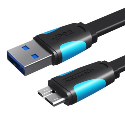 Cablu plat USB 3.0 A către Micro-B Vention VAS-A12-B025 0,25m negru