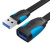 Lapos USB 3.0 hosszabbító Vention VAS-A13-B100 1m Fekete