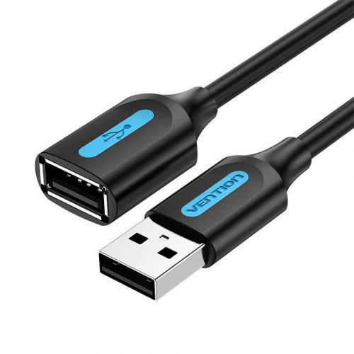 USB 2.0 hímivarú és nőivarú hosszabbító kábel Vention CBIBH 2m Fekete PVC