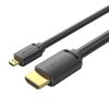 HDMI-D male HDMI-A male cablu Vention AGIBF 1m, 4K 60Hz (negru)