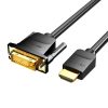 Cablu HDMI la DVI (24+1) Vention ABFBG 1,5m, 4K 60Hz/ 1080P 60Hz (Czarny)