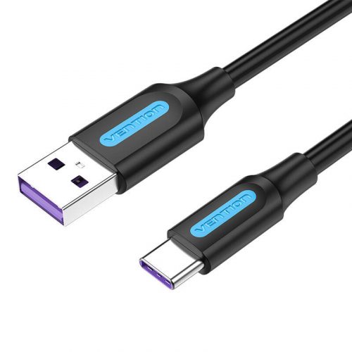 Cablu USB 2.0 A la USB-C Vention CORBC 5A 0.25m negru PVC