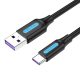 Cablu USB 2.0 A la USB-C Vention CORBF 5A 5A 1m negru PVC