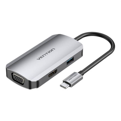 Stație de andocare USB-C HDMI, VGA, USB 3.0, PD 0.15m Vention TOAHB, gri