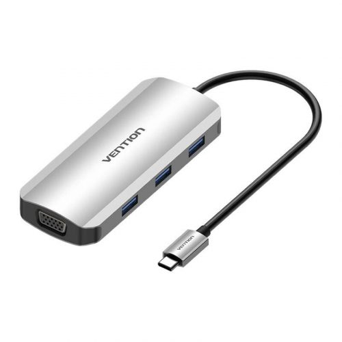 Stație de andocare USB-C HDMI, VGA, 3x USB 3.0, PD 0.15m Vention TOIHB (gri)