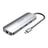 Stație de andocare USB-C HDMI, USB-C, 2x USB3.0, RJ45, SD, TF, TRRS 3.5mm, PD 0.15m Vention TOMHB (gri)