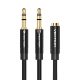 Audio kábel 2x 3,5mm férfi 3,5mm női Vention BBUBY 0,3m Fekete