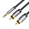 Kábel Audio 3,5 mm-es férfi 2x RCA férfi Vention BCFBH 2m fekete