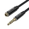 Kábel Audio TRRS 3.5mm férfi 3.5mm női Vention BHCBG 1,5m Fekete