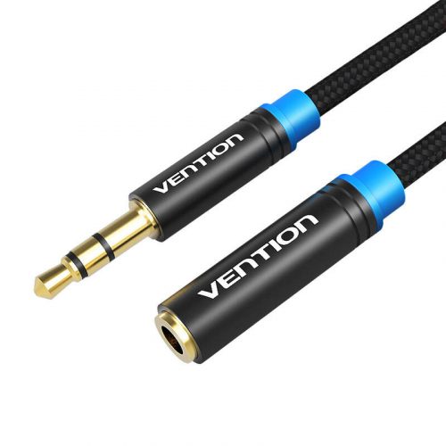 Kábel Audio fonott 3,5 mm-es hímivarú és nőivarú Vention VAB-B06-B100-M 1m Fekete