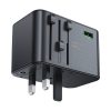 Încărcător de perete multifuncțional de călătorie Acefast Z1, 2xUSB-A, 3xUSB-C, GaN, 67W, US/EU/UK/AU (negru)