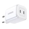 UGREEN Nexode Power Charger, 2x USB-C, PD3.0, QC4.0, GaN, 45W (alb)