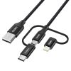 Cablu Choetech IP0030, MFi 3in1, USB-A/Lightning/Micro USB/USB-C, 5V, 1,2 m (negru)