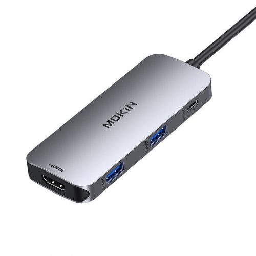 MOKiN 7 az 1-ben adapter Hub USB-C 2x USB 3.0 + 2x USB-C + SD + Micro SD + HDMI (ezüst)