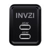 Încărcător de perete INVZI GaN 2x USB-C, 45W, EU (negru)