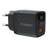 Încărcător de perete GAN3 USB-A+C PD35W Choetech PD6052 (negru)