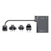 Încărcător universal de perete Budi 350, GaN PD+ QC3.0, 5xUSB-C+1xUSB-A, 160W US/UK/EU (negru)