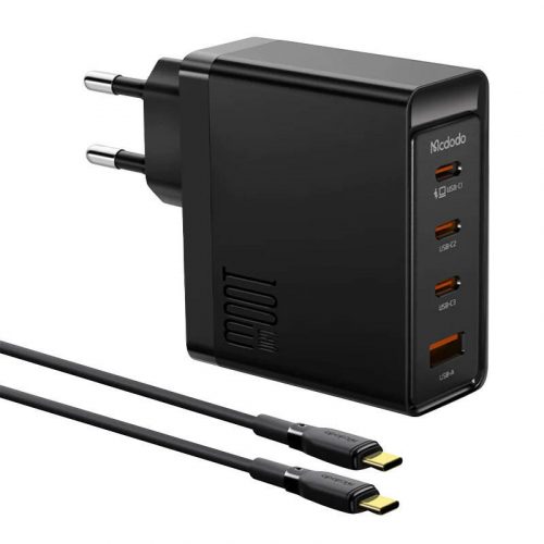 Încărcător de perete McDodo GAN 3xUSB-C + USB, 100W + cablu de 2 m (negru)