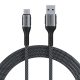 Cablu USB-A la USB-C Lenție 6A, 1m (negru)