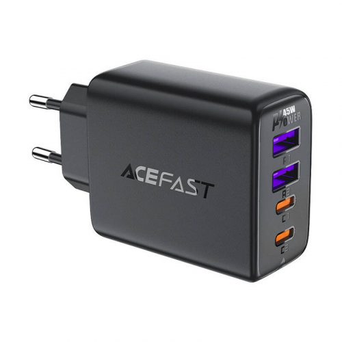 Fali töltő Acefast A61 GaN 2xUSB-A, 2xUSB-C PD45W EU (fekete)