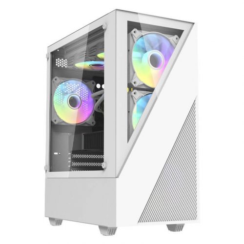 Carcas? pentru computer Aigo E330M + 4 ventilatoare argb (alb)