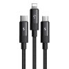 3in1 USB USB-C / Lightning / Micro USB kábel, Mcdodo CA-5790, 3.5A, 1.2m (fekete)