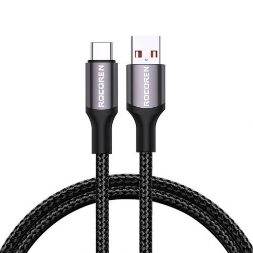 Cablu de încărcare rapidă Rocoren USB-A la USB-C Retro Series 2m 3A (gri)