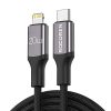 Cablu de încărcare rapidă Rocoren USB-C la Lightning Retro Series 1m (gri)