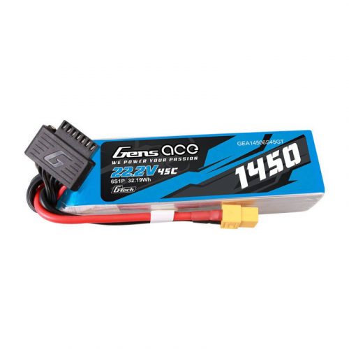 Gens Ace G-Tech 1450mAh 22.2V 45C 6S1P Lipo akkumulátor csomag XT60 dugóval