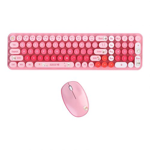 Set tastatură + mouse fără fir MOFI Baby Bear (roz)