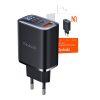 Mcdodo CH-2180 2xUSB-C + USB-A, 30W-os hálózati töltő kijelzővel (fekete)