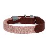 Dog collar made of natural leather and recycled material with QR code Waudog size S, width 15 mm, brown